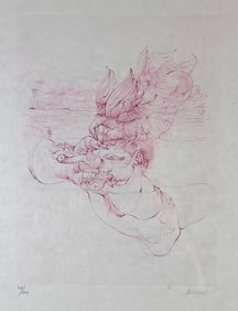 Hans Bellmer Femme au Chapeau D’Oiseau Hand Signed Etching
