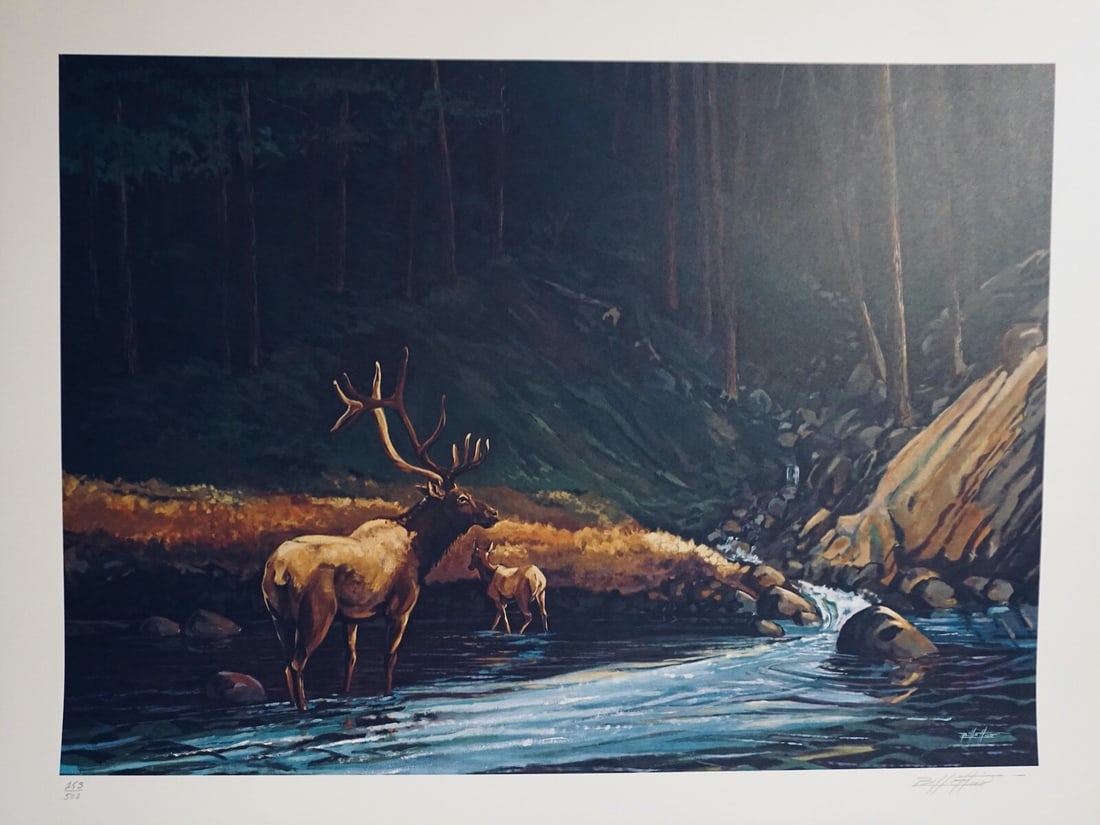 Bill Elliott The Old Bull Hand Signed Lithograph: Artist: Bill Elliott Title:The Old Bull Year: 1977 Dimensions: 32 in. X 24 in Edition: From the edition of 500 Medium: Lithograph on Paper Signature: Hand Signed by Bill Elliott Condition: Excellent