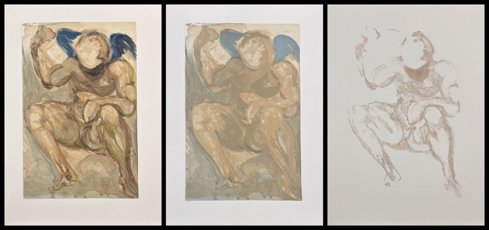 Salvador Dali Divine Comedy Purgatory Canto 15 Decomposition 3 Sheets (1 of 4)