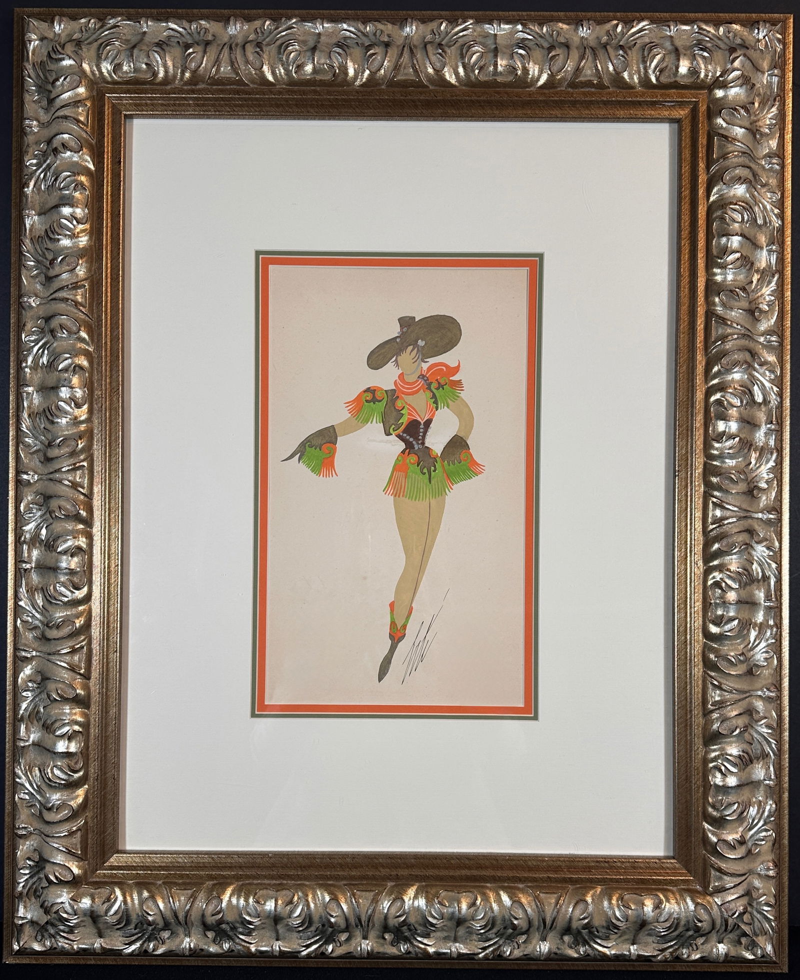 Erte Cow Boys Hand Signed Unique Original Gouache on Paper (1 of 4)