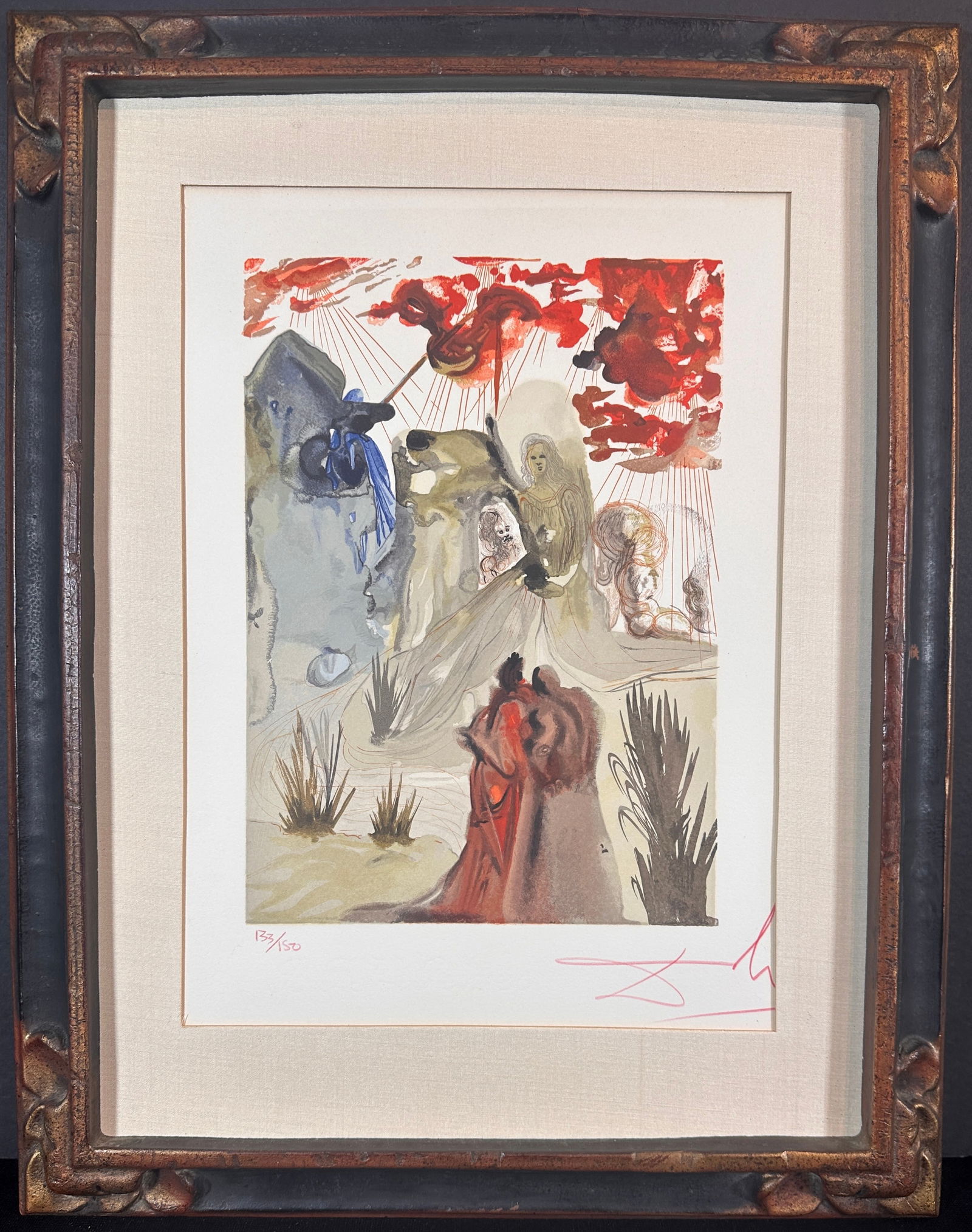 Salvador Dali Divine Comedy Purgatory Canto 28 Hand Signed Numbered Woodblock (1 of 5)