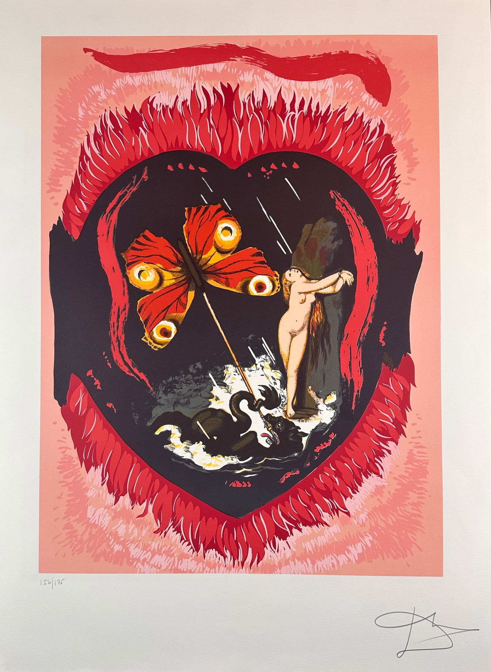 Salvador Dali Triumph of Love Le Triomphe (3 of Swords) Hand Signed Numbered Lithograph: Artist: Salvador DALI Title: Triumph of Love Le Triomphe (3 of Swords) Year: 1978 Dimensions: 22.87 in. X 21.5 in Edition: 156/175 Medium: Lithograph on Paper Signature: Hand Signed by Salvador Dali R