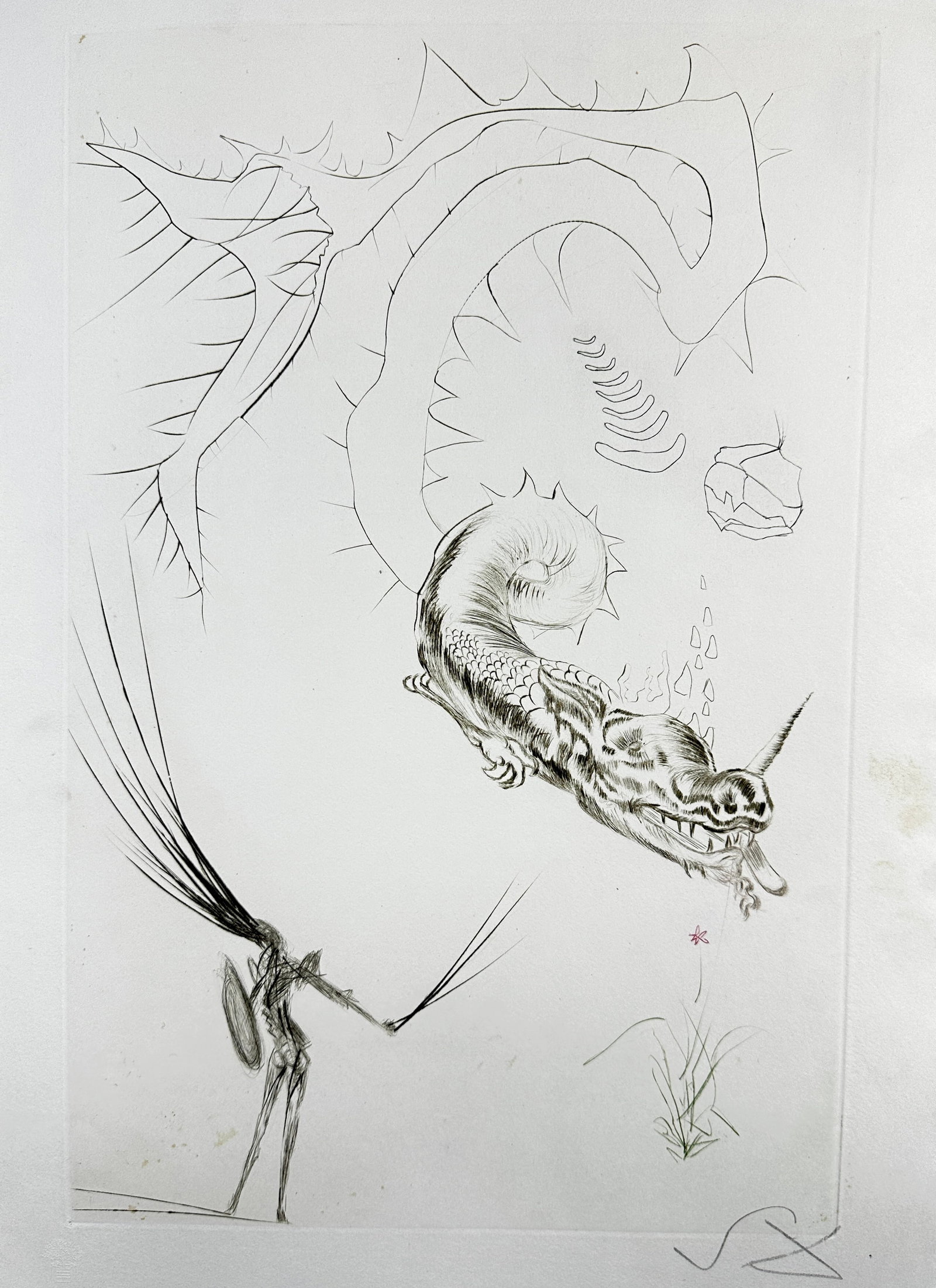 Salvador Dali Tristan et Iseult Tristan and The Dragon Hand Signed Etching: Artist: Salvador DALI Title: Tristan et Iseult Tristan and The Dragon Year: 1970 Dimensions: 13 in. X 18 in Edition: Not Numbered, each book has signed and numbered frontispiece Medium: Etching on Pap