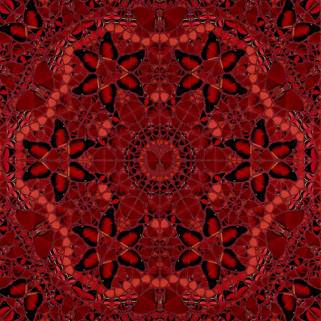 Damien Hirst The Empresses Wu Zetian H10-1 Laminated Giclee on Aluminum Composite: Artist: Damien Hirst Title: The Empresses Wu Zetian H10-1 Dimensions: 39.37 in. X 39.37 in Edition: 998/2853 Medium: Laminated Giclee print on aluminum composite, screen printed with glitter Signature