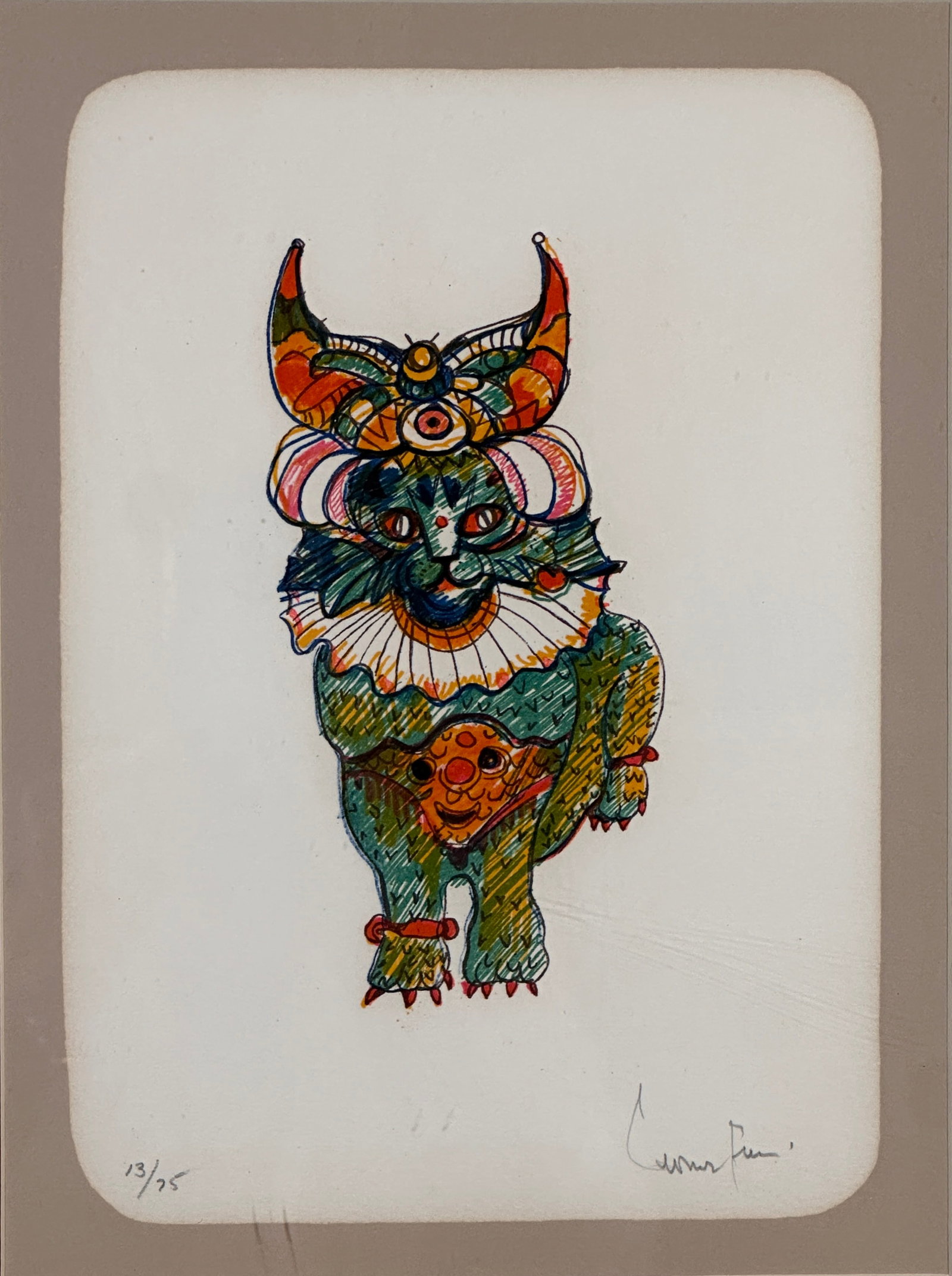 Leonor Fini Horned Cat Hand Signed Lithograph (1 of 5)
