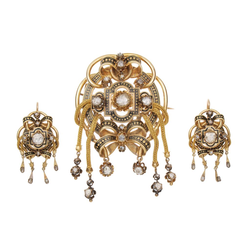 BROOCH AND EARRINGS , C19th (1 of 4)