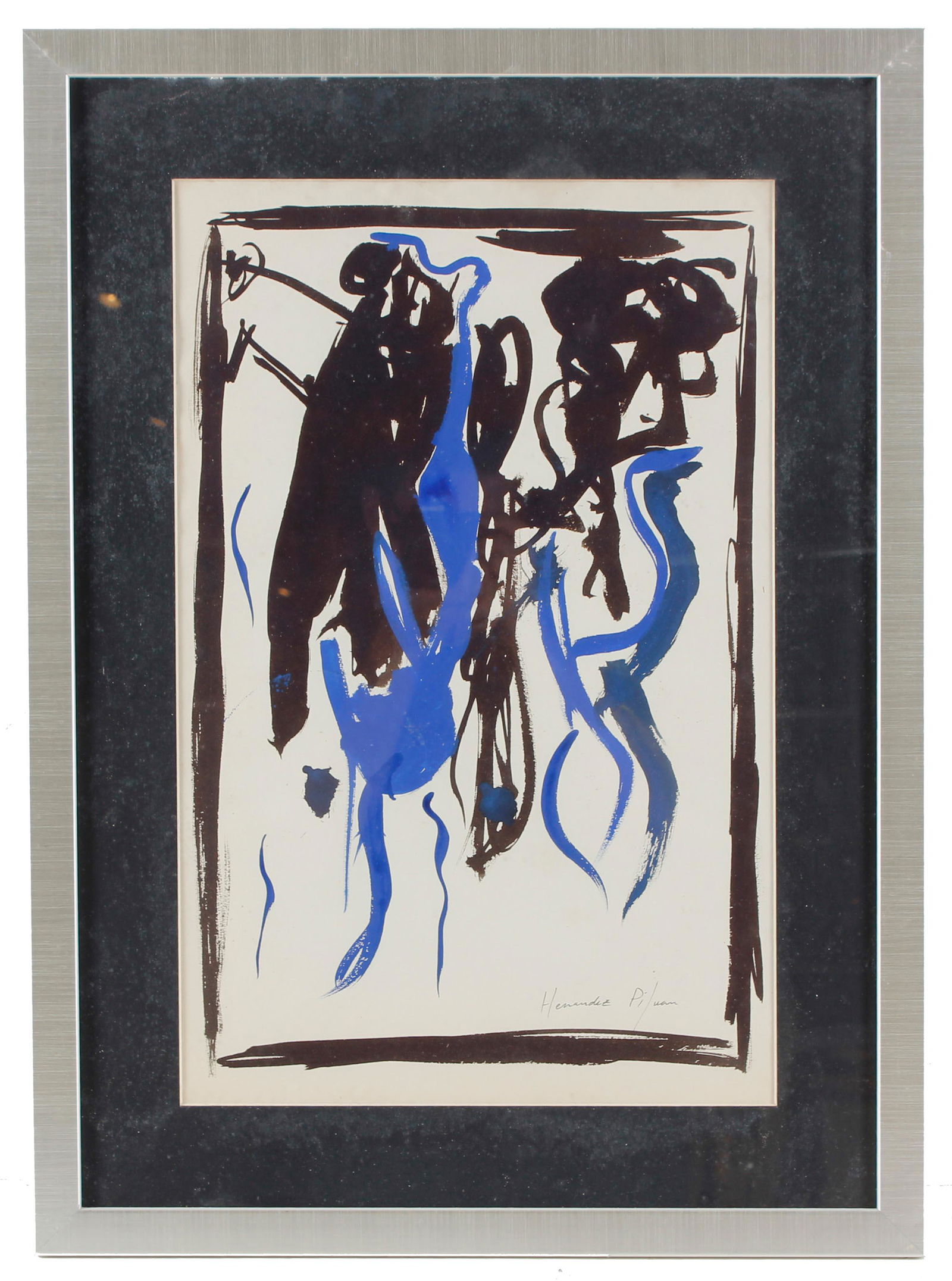 JOAN HERNANDEZ PIJUAN (1931-2005). "COMPOSITION".: Tempera on paper.Signed. 49.5 x 32 cm; 65 x 47 cm (frame).