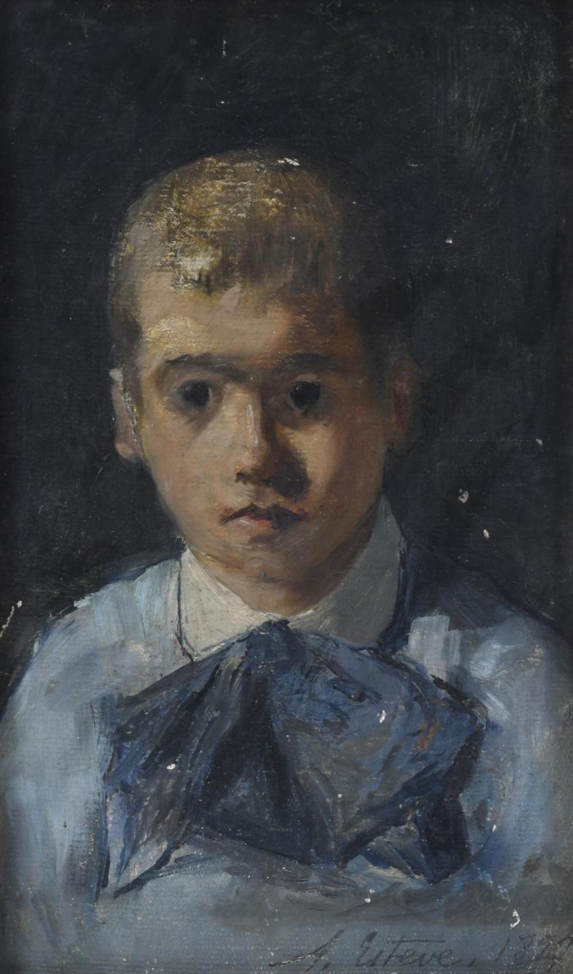 ANTONIO ESTEVE SENIS (1885-1952). "PORTRAIT OF A: Oil on canvas on board.Signed and dated.27.2 x 17 cm; 42 x 31.5 cm (frame).