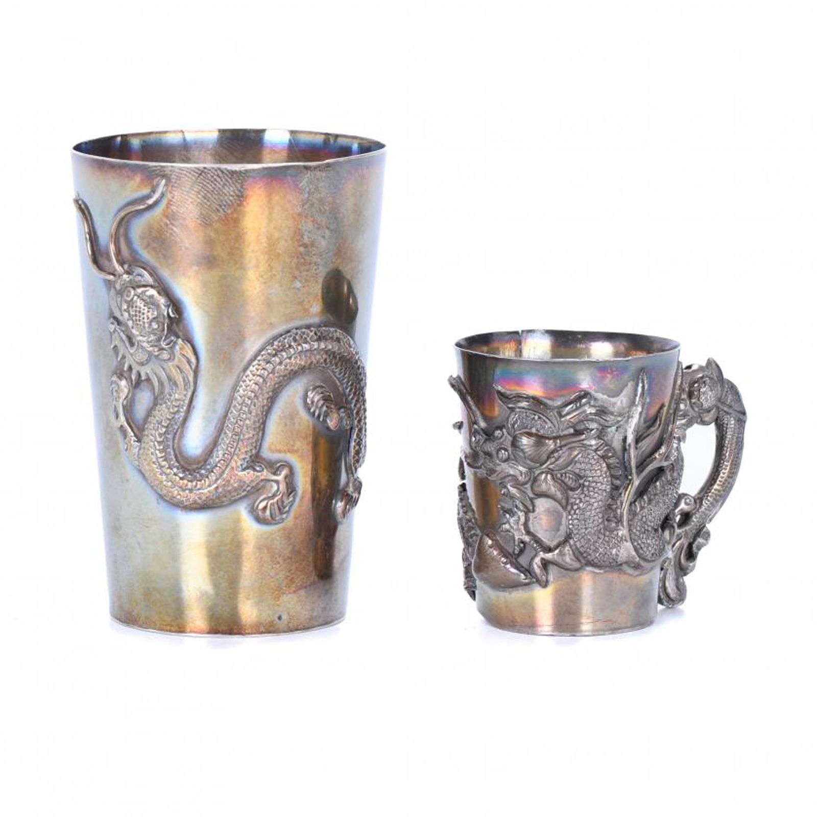 CHINESE SHANGHAI GLASS AND CUP FOR EXPORT IN SILVER, (1 of 4)