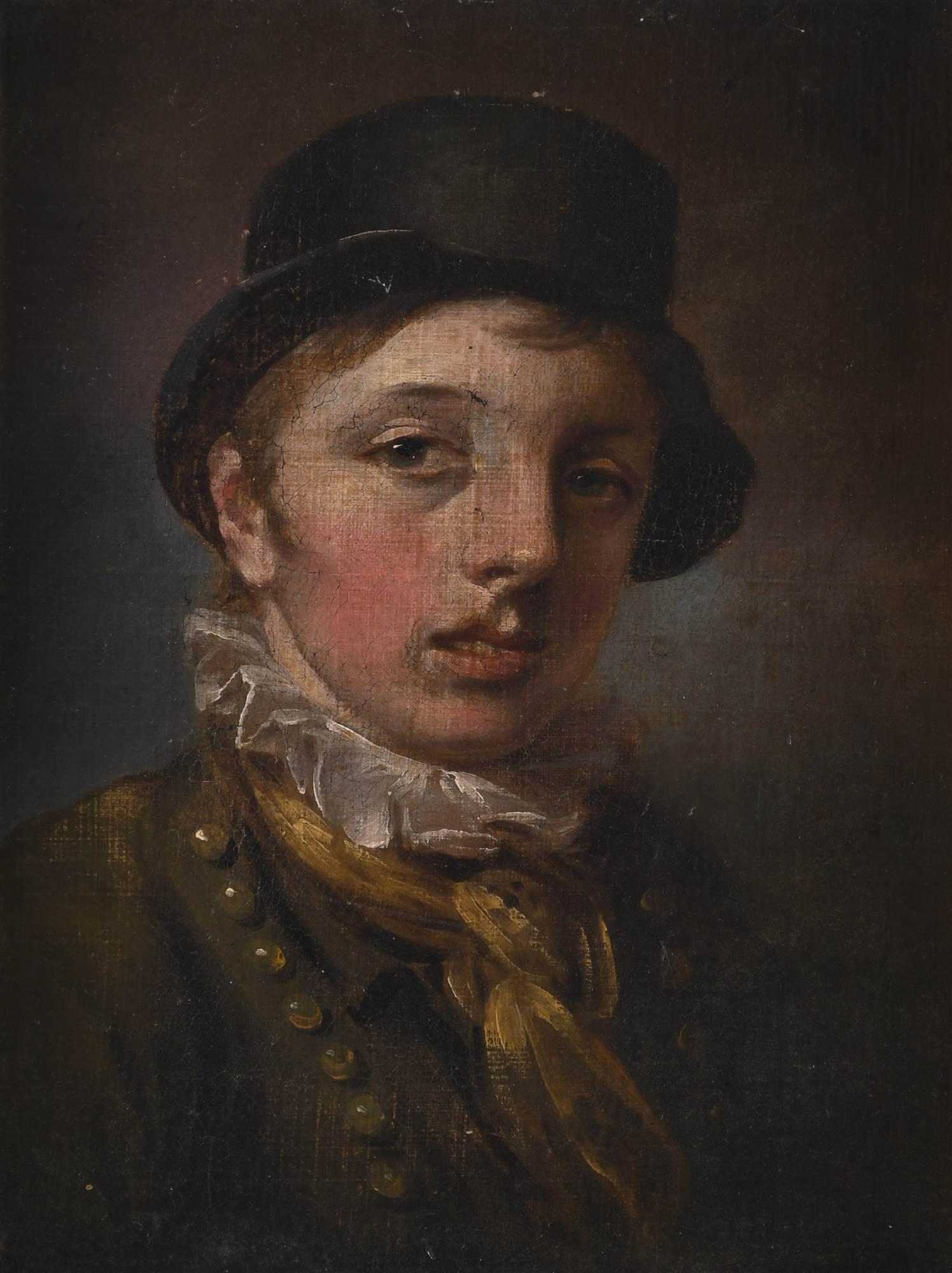 BRITISH SCHOOL, FIRST HALF 19TH CENTURY. "YOUNG MAN: It has been attributed to someone from the circle of John Constable or John Opie. Relined. 30 x 25 cm; 44 x 36.5 cm (frame).