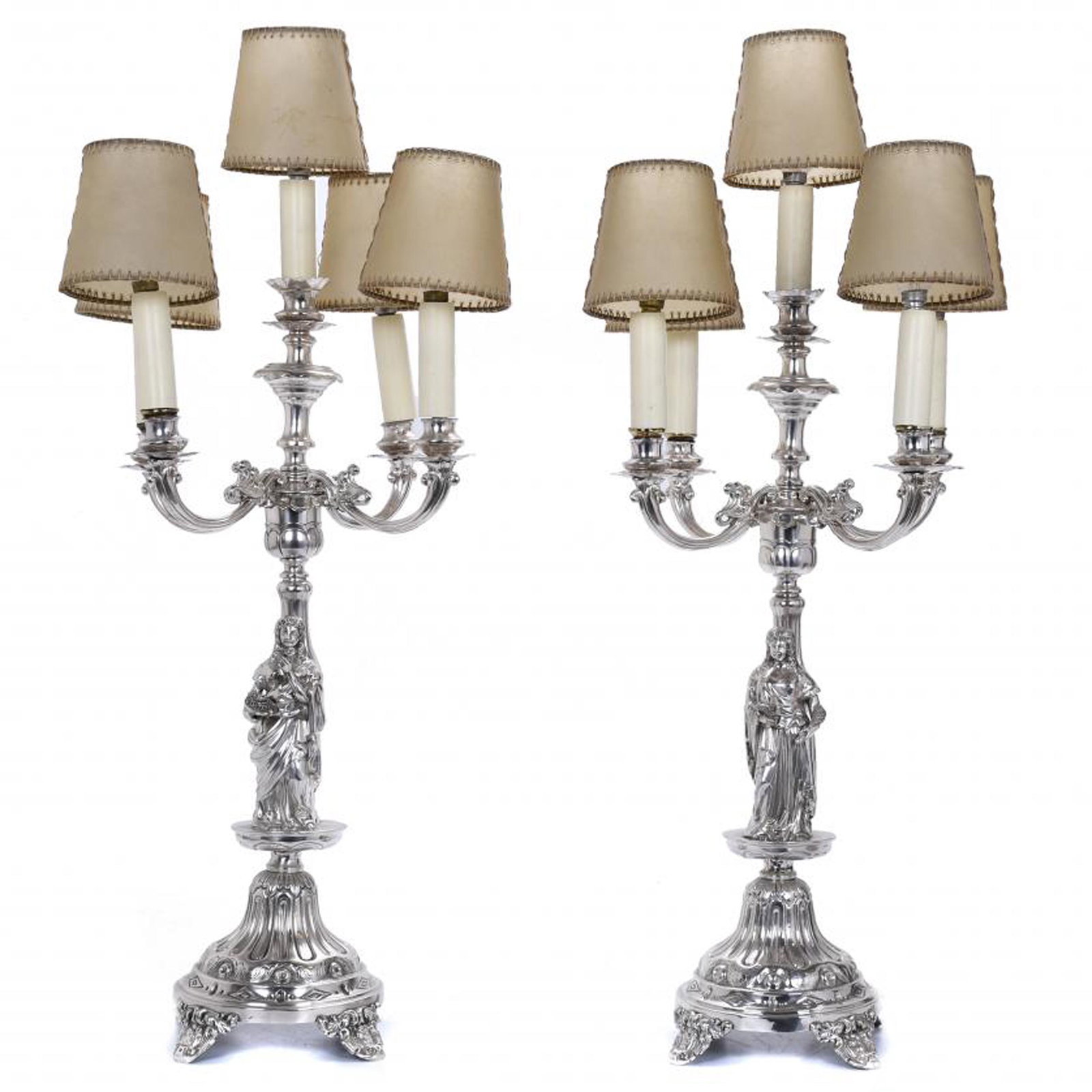 PAIR OF ALPHONSINE CANDELABRA IN SILVER, EARLY 20TH CENTURY. (1 of 7)