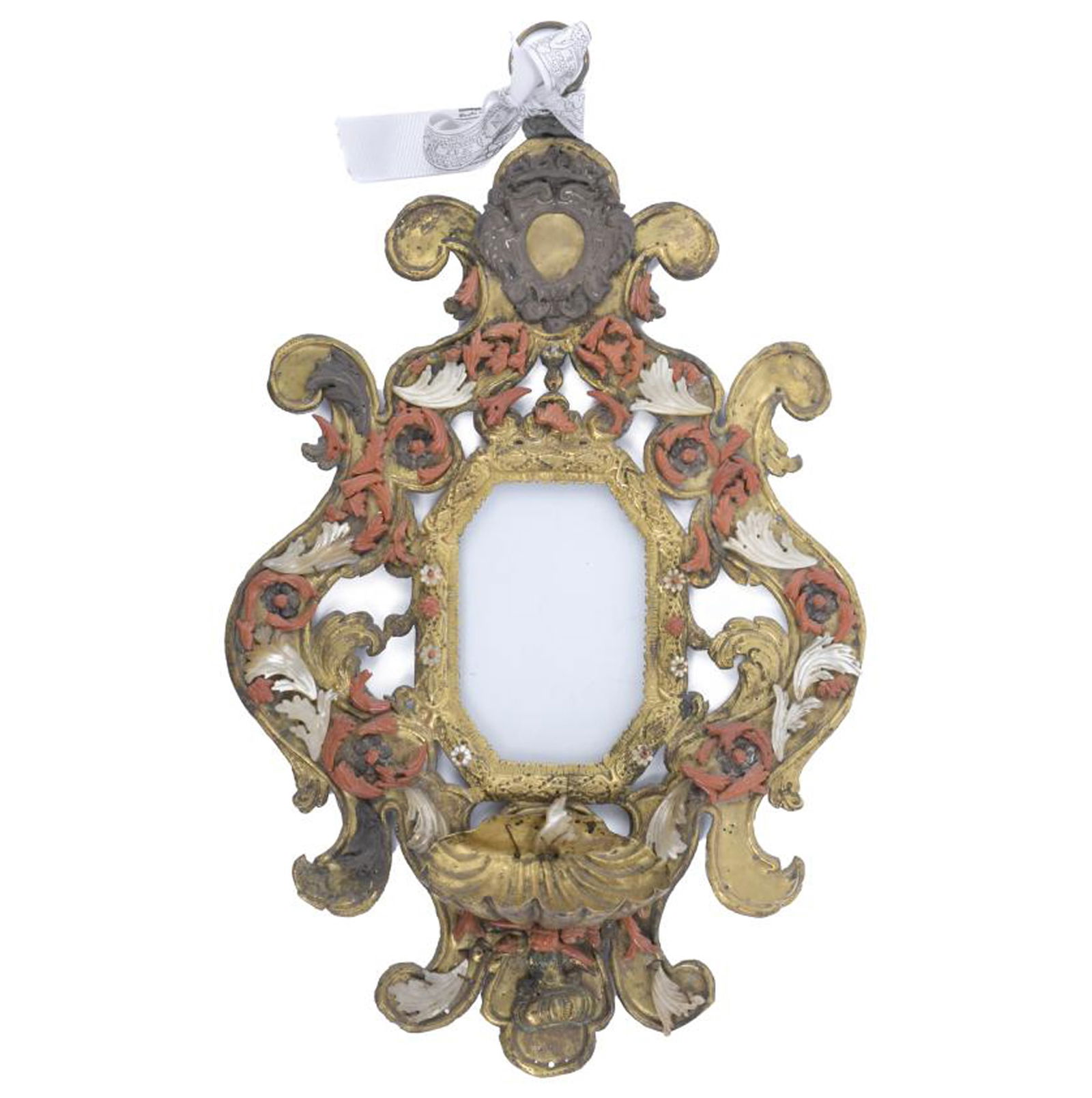 LITURGICAL FRAME WITH BLESSING STOUP, ITALY 17TH CENTURY. (1 of 5)