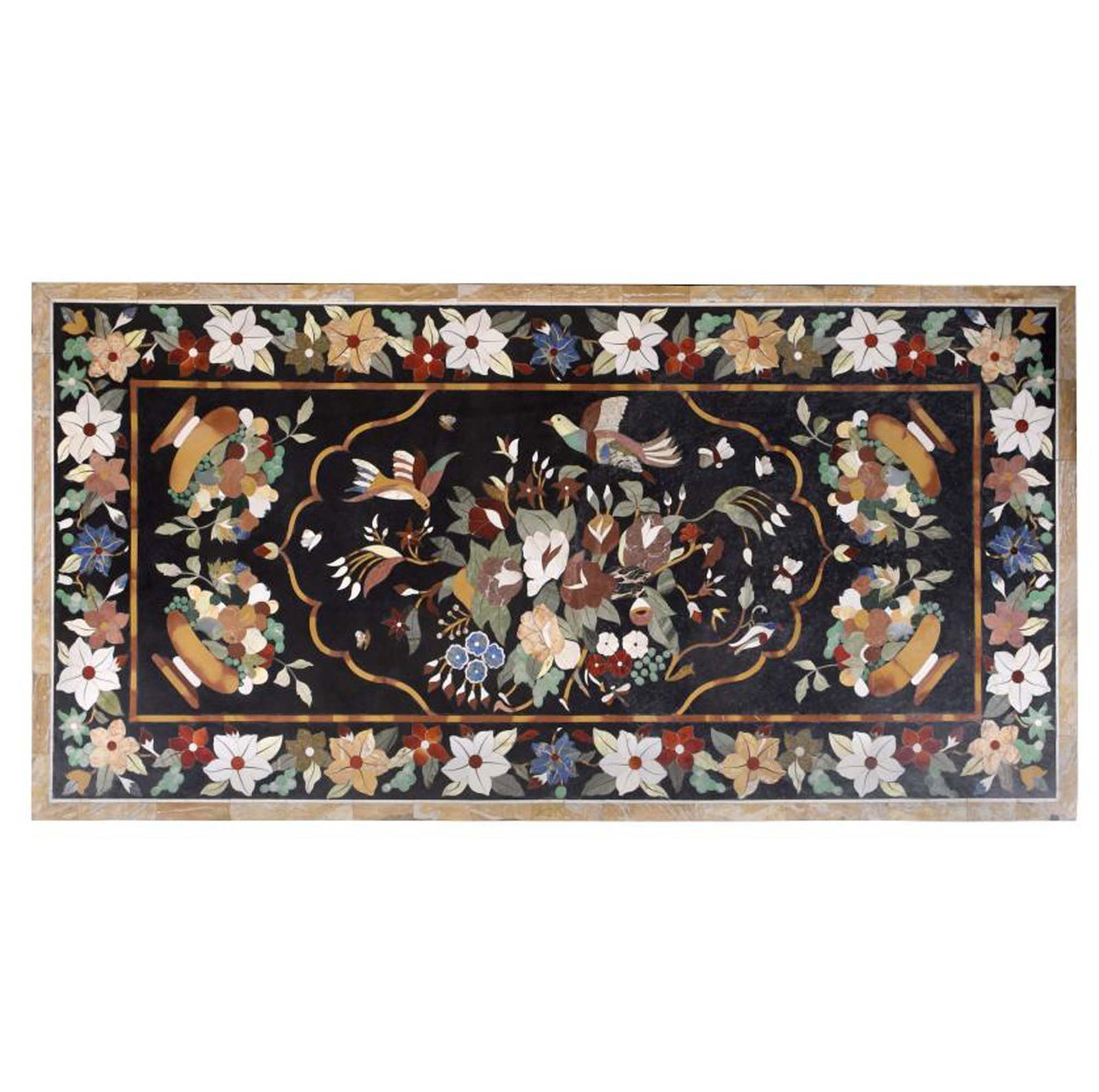 HARD STONE TABLE, AFTER ROMAN MODELS OF THE 17TH CENTURY.: Similar models in Palazzo dei Quirinale, Colonna and Barberini. 184 x 93.5 cm.