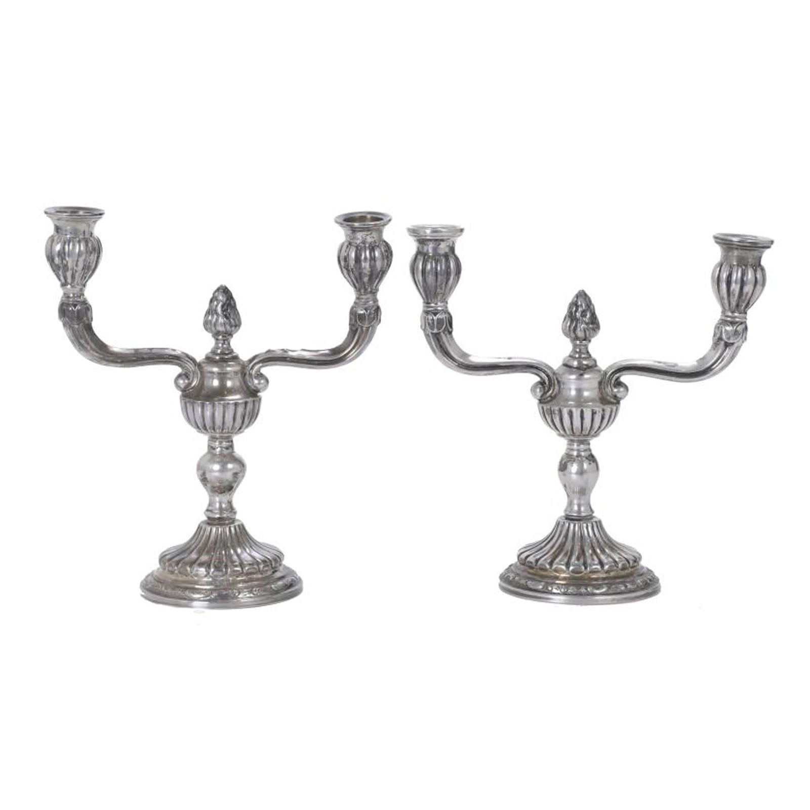 PAIR OF SILVER CANDELABRA, 20TH CENTURY. (1 of 3)
