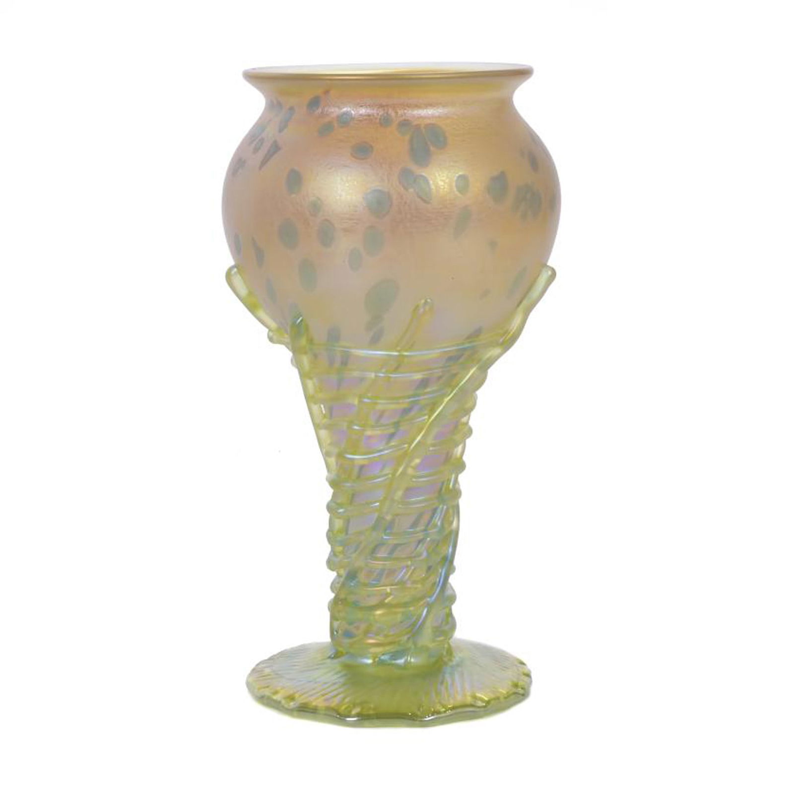 AFTER LOETZ MODELS. ART NOUVEAU VASE, 20TH CENTURY.: Iridescent Bohemia glass. Diam. 19.5 x 11 cm.