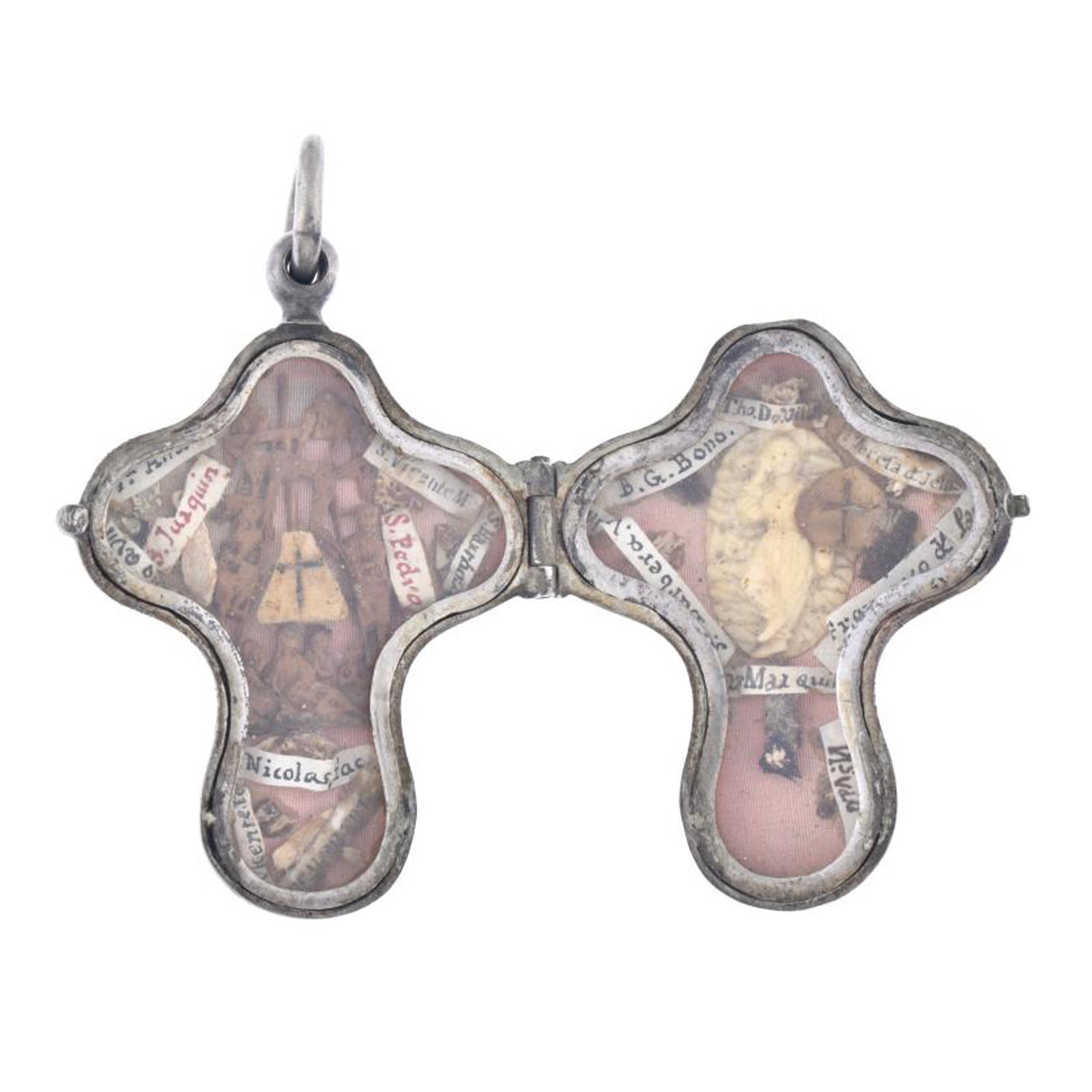 PROBABLY SPANISH SCHOOL, 17TH CENTURY. Cross-shaped reliquary pendant. (1 of 6)