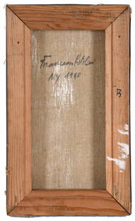 20TH CENTURY, ITALIAN SCHOOL. Untitled, N.Y. 1990. Oil on canvas.: Oil on canvas. Signed and dated on the back. Author unidentified. 43.5 x 26 cm (unframed).