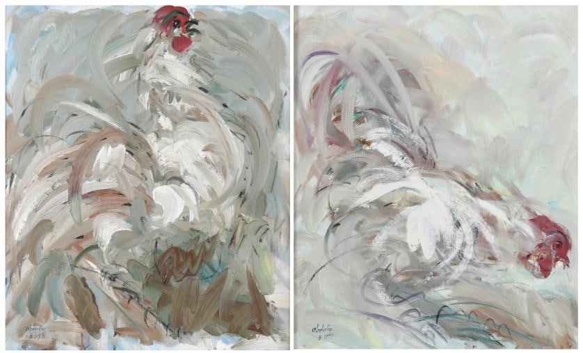 OBDULIO FUERTES SANCHEZ (1944). Pair of works, ‘Rooster,’ 1991 and 1990. (1 of 7)