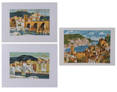 JOSEP MARIA MORATO ARAGONES (1923-2006). Set of 3 lithographs.: Artist's proofs signed by hand.48.1 x 67 cm; 52.4 x 67.2 cm; 45 x 67.5 cm.