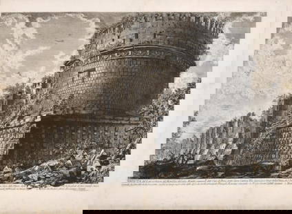 GIOVANNI BATTISTA PIRANESI (1720-1778). "Veduta del lato polteriore del Mausoleo di Cecilia Metella": Print on paper. 30 x 60 cm (print); 72.5 x 93 cm (frame).