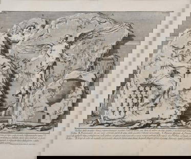 GIOVANNI BATTISTA PIRANESI (1720-1778). ‘Winged Victory’: Print.Centre line marking the fold of the sheet.39 x 50 cm; 47 x 57 cm (paper); 74 x 78 cm (frame).