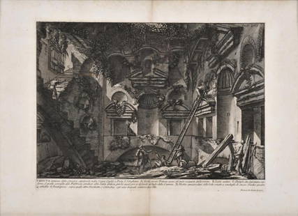 GIOVANNI BATTISTA PIRANESI (1720-1778). 'Veduta interna della Camera Sepolcrale nella Vigna: Print on paper.38 x 50.5 cm (imprint); 72.5 x 93 cm (frame).