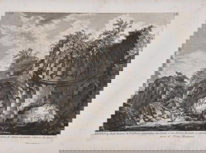 GIOVANNI BATTISTA PIRANESI (1720-1778). "veduta degli avanzi di fabricca..." Vol. II. XL.: Print on paper.40 x 52 cm (print); 72.5 x 93.5 cm (paper).