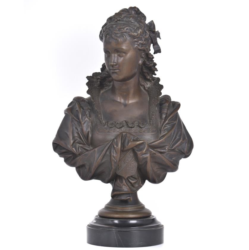 EUTROPE BOURET (1833 - 1906). 'Lady'.: Bronze. Signed. 32 x 19.5 x 10 cm.