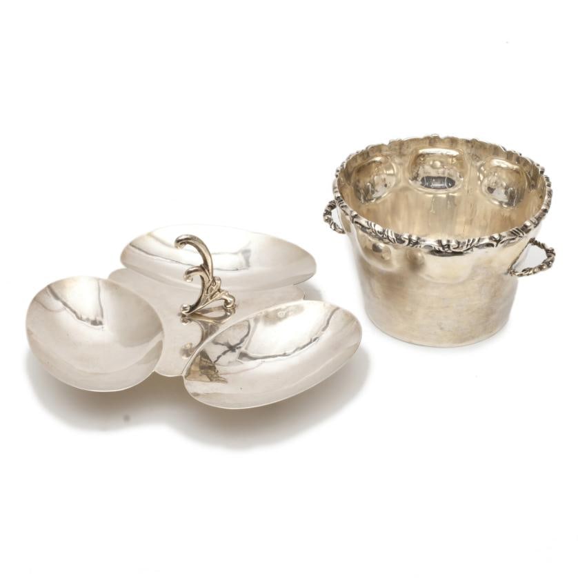 20TH CENTURY MEXICAN SCHOOL. Various objects.: Silver. Hallmarks on the base. 9.5 x 17 x 14.5 cm (the smallest one); 9 x 22 x 21 cm approx. (the largest one). 796 gr.