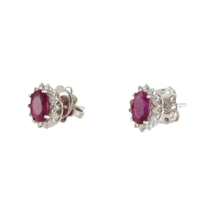 Earrings with rubies and diamonds rosette. (1 of 1)