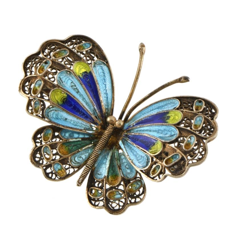 Butterfly-shaped enamel brooch. (1 of 1)