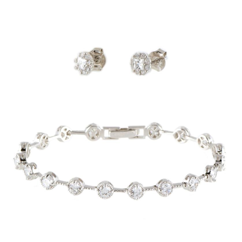 Bracelet and earrings with zircons. (1 of 5)