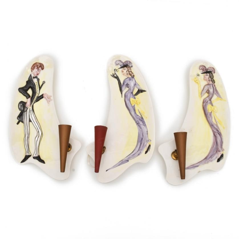 Set of three wall lamps, 20th century. (1 of 3)