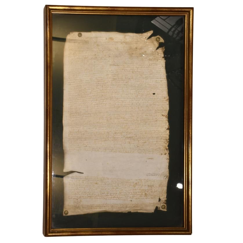 ATTRIBUTED TO THE CATALAN-ARGONESE SCHOOL, notarial document, 15th century. (1 of 2)