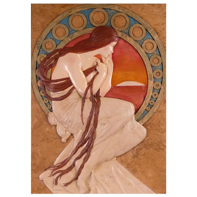 ENRIQUE OREJUDO MENDO AFTER MODELS BY ALPHONSE MUCHA (1860-1939). “The Poetry?? relief. (1 of 2)