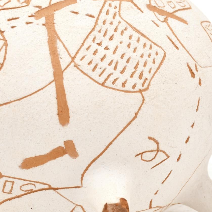 JOAN VILACASAS (1920-2007). 'Martian'.: Fired and painted clay. Signed. Reference literature: ‘Joan Claret i Joan Vilacasas. Donació de la Col·lecció Brigitte i Hans Robert Thomas’. Fig. Page 97. ‘Vilacasas. Planimetrías 68-70’,