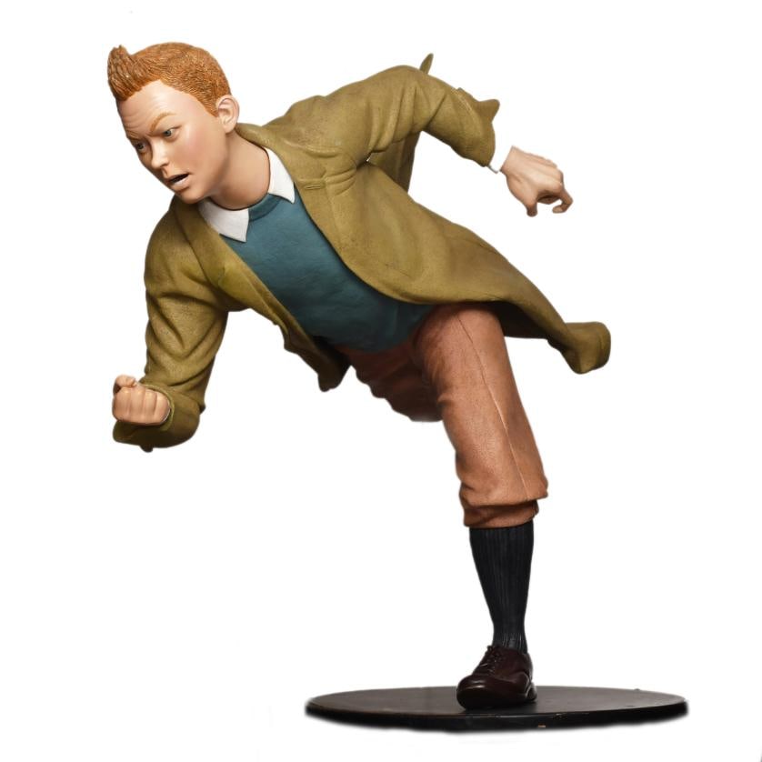 Weta Workshop (New Zealand). Tintin in ‘The Adventures of Tintin: The Secret of the Unicorn’: Polystone resin. Scale 1:1. Ultra limited edition of 5 copies. 'The Adventures of Tintin: The Secret of the Unicorn' is a 3D animated film from 2011, based on three comic books by Belgian cartoonist H