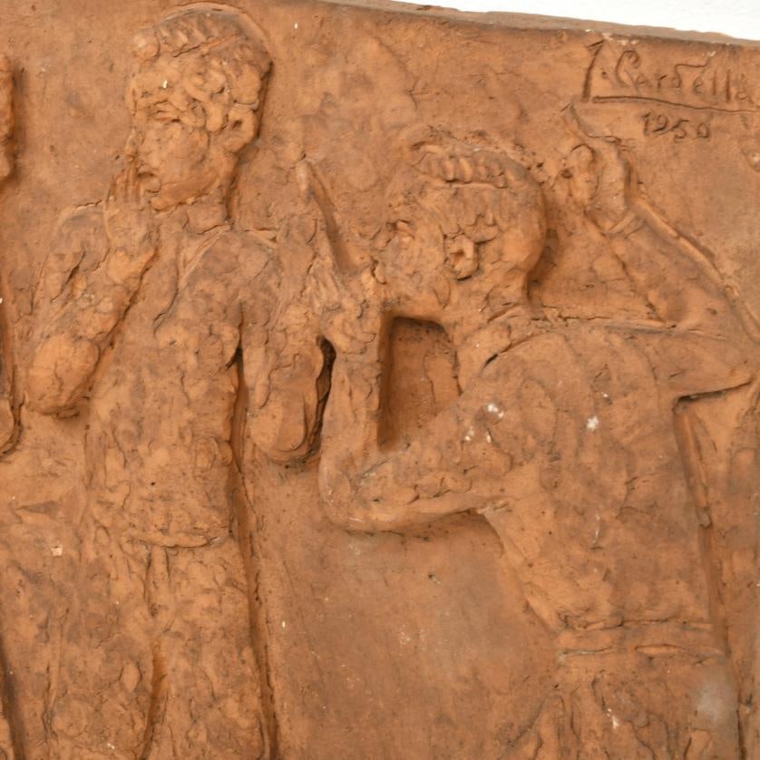 J. CARDELLÀ 1949, reliefs. Allegory of sport.: Set of seven. Terracotta. Minor flaws. 41 x 61 x 6 cm.