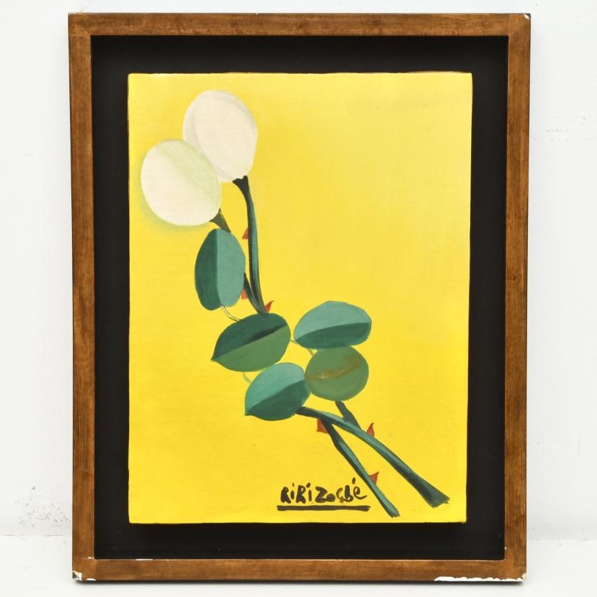 BIBI ZOGBE (1890-1975). 'Dos Rosas'.: Oil on board. Signed on the front and on the back, where it is titled. 30 x 32 cm, 38 x 30.5 cm (frame)