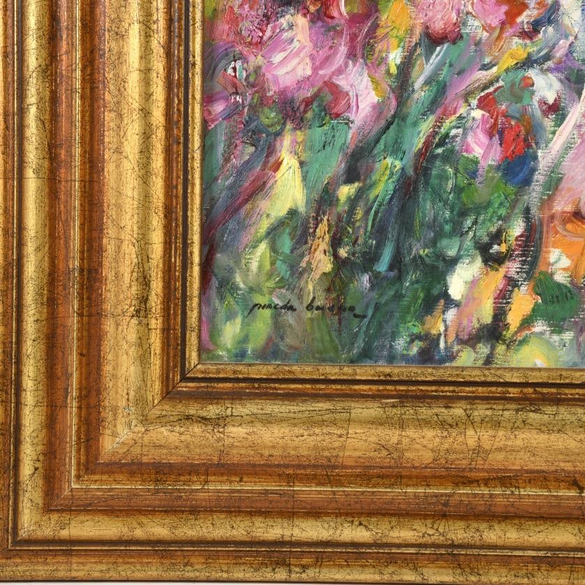 JOSÉ ANTONIO PINEDA BUENO (1950). ‘Pamela y parasol’.: Oil on canvas. Signed on the front and on the reverse, where it is titled. 32 x 28 cm; 57.5 x 49.5 cm (frame).