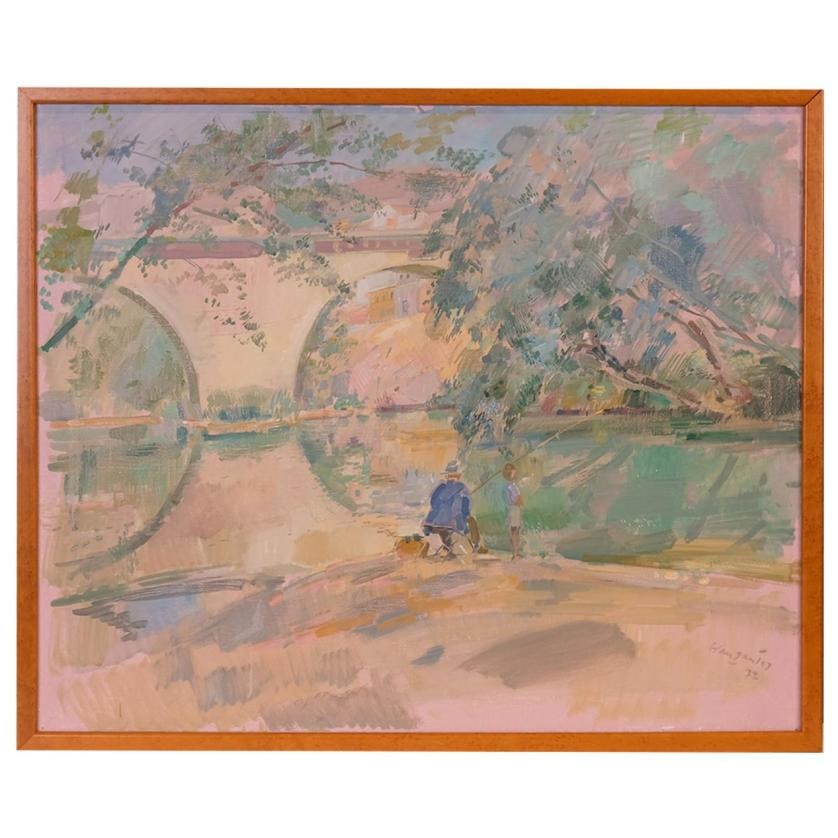 JULI?N GRAU SANTOS (1937). ‘Fishing in the river’, 1977. (1 of 1)