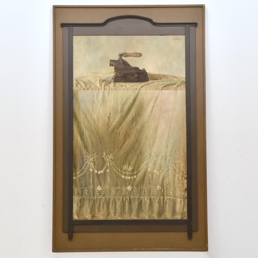 SANTIAGO DEL CAMPO (1928-2015). 'Iron'.: Oil on board. Signed. 125 x 77 cm; 167 x 104 cm (frame).
