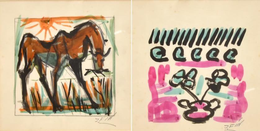 JOSE VILATO RUIZ, ‘FIN’ (1916–1969). ‘Horse’ and ’Still life’, drawn on both sides of (1 of 3)