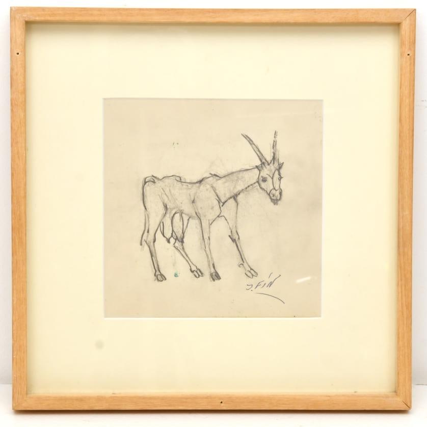 JOSE VILATO RUIZ, 'FIN' (1916-1969). ‘Goat’ and ‘Cats,’ drawn on both sides of the paper. (1 of 3)