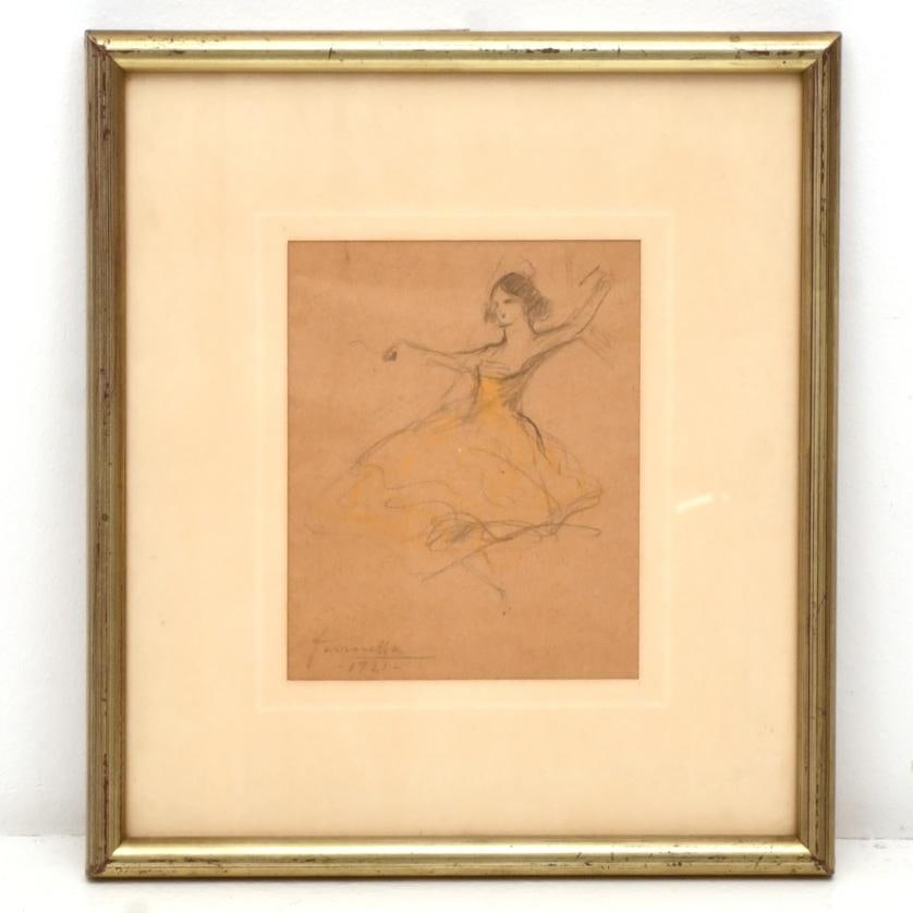 JOAQUIM TERRUELLA MATILLA (1891-1957). 'Gypsy woman', 1921.: Charcoal on paper. Signed and dated. 15 x 12 cm; 28.5 x 25.5 cm (frame).
