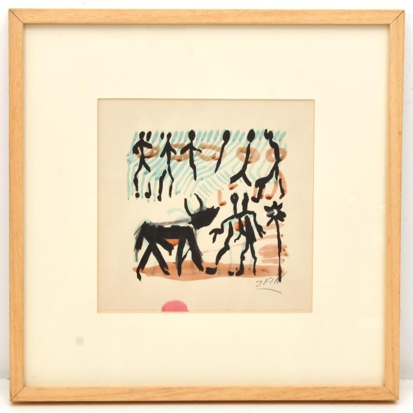 JOSE VILATO RUIZ, 'FIN' (1916-1969). ‘Figure’ and ‘Hyena’, drawn on both sides of the paper. (1 of 3)