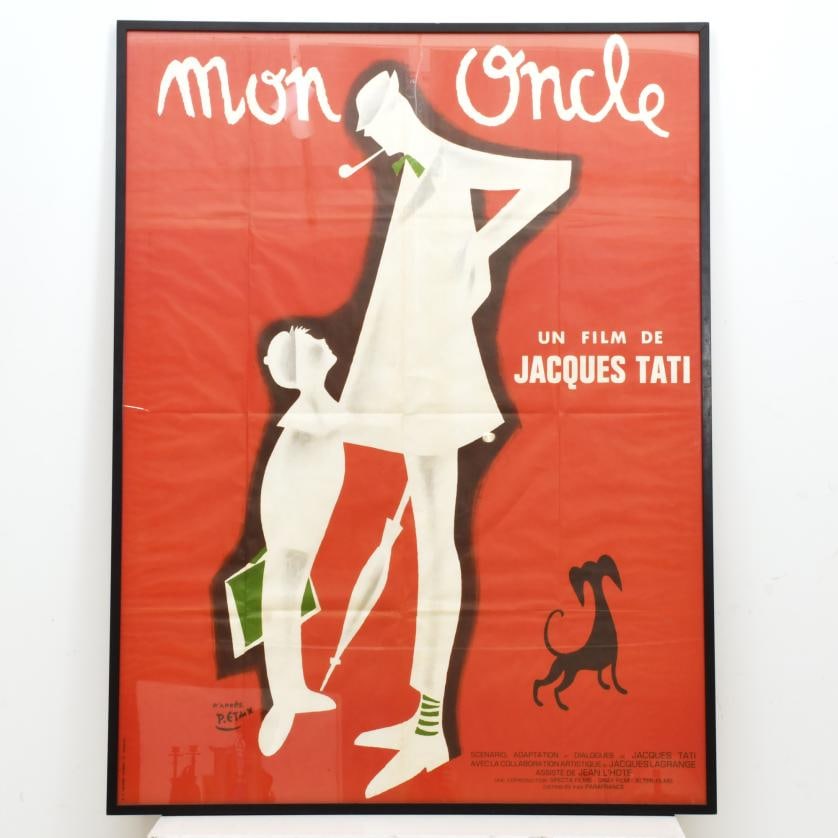 Original poster of the film ‘Mon oncle’ by Jacques Tati.: Offset printing. It has crease marks and minor flaws. 154 x 115 cm; 157.5 x 119 cm (frame).