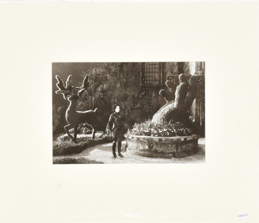 Johnny Depp. 1990.: Vintage silver gelatin print. Johnny Depp in Tim Burton's ‘Edward Scissorhands’. Photograph taken for the promotion of the 20th Century Fox film. 18 x 24 cm (photo).