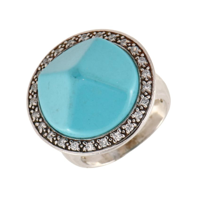 Ring with imitation turquoise and zircons. (1 of 2)