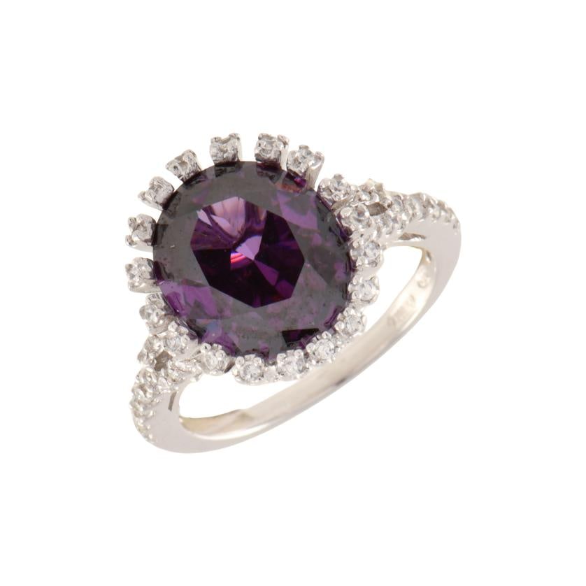 Ring with amethyst and zircons rosette. (1 of 2)